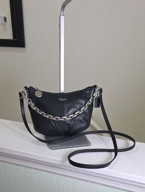 COACH Ashley Black Smooth Leather Minibag Crossbody VGUC